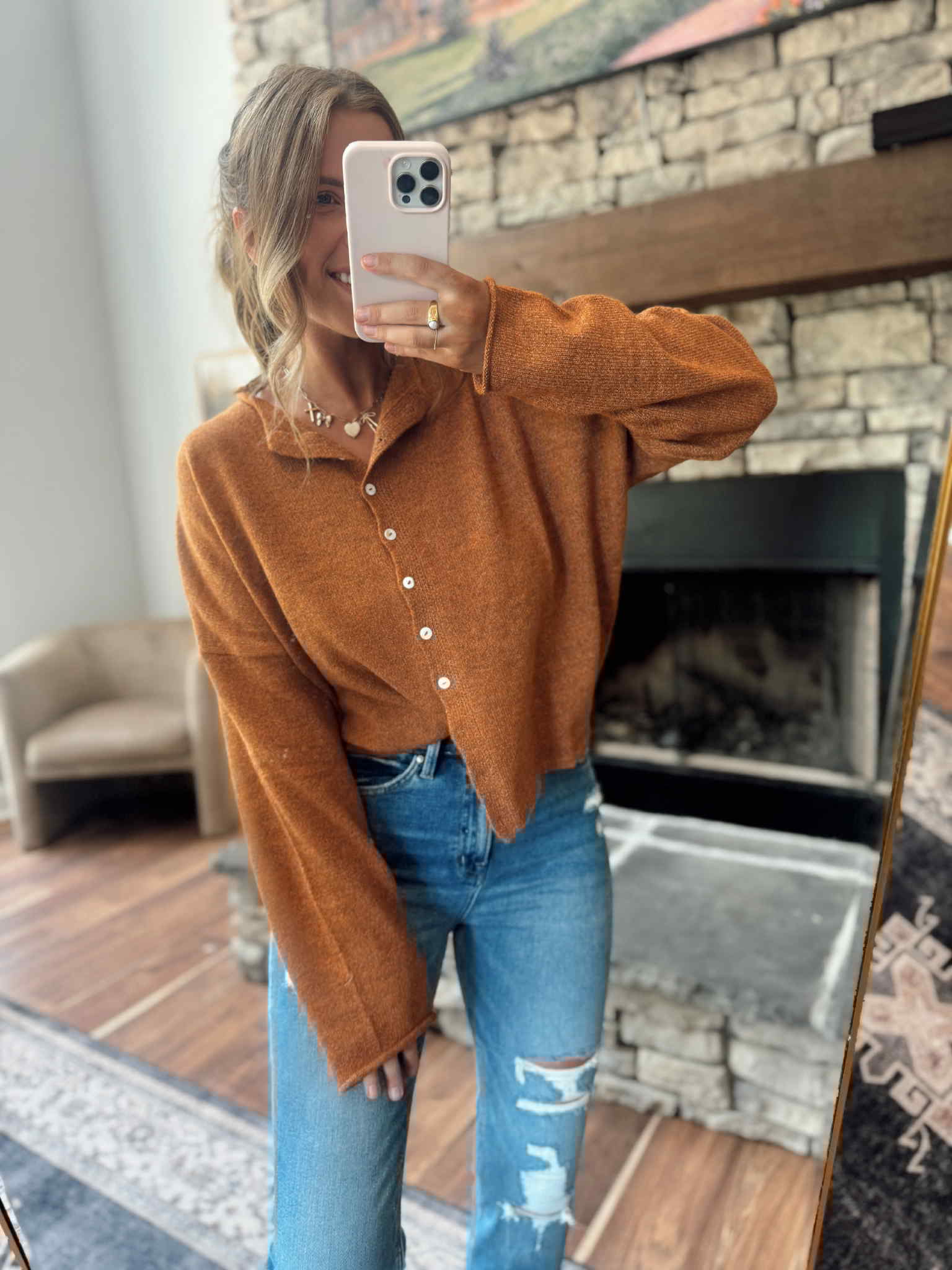 Rust Piper Knit Cardigan