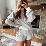 Heather Gray Stripe Stories Shorts