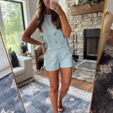 Maddie Sleeveless Button Down Bow Tie Detail Top