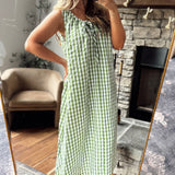 Green Gingham Clovah Maxi Dress