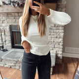 Alice Cream Ribbed Ruffle Knit Top