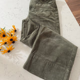 Risen Moss HR Crop Wide Patch Pocket Corduroy Pants