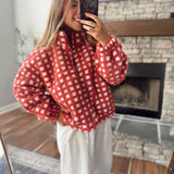 Red Jodey Fuzzy Patterned Jacket