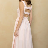 Velma Baby Pink Ruffle Hem Midi