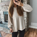 Beige Pleat Street Mix Top