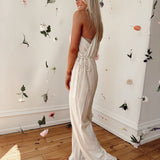 Aurora Cream Cinch-Waist Jumpsuit