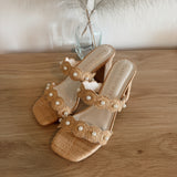 Natural Raffia Helena Block Heel