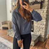 Dusty Indigo Softy Half Zip Sweatshirt