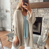 Mocha Folded Quarter Sleeve Cardigan