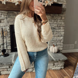 Nine To Five Oatmeal Open Knit Top