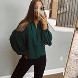 Cocktail Ready Teal Lace-Detail Blouse