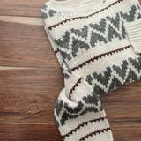 Well Wishes Taupe/Sage Crew Heart Stitch Knit Sweater