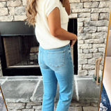 Risen Medium Tummy Control HR Cropped Straight Denim