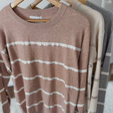 Frosted Mauve Beaded Stripe Crew Neck Long Sleeve IN STORE