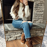 Bambi Chestnut Brown Chunky Wedge Heel Lace up Bootie