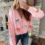 Bow Real Pink Cardigan