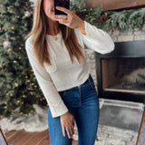 Oatmeal Cropped Rib Long Sleeve