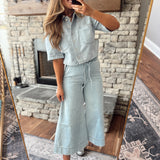 Mica Light Sea Cropped Denim Shirt