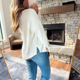 Cream Vera Waffle Knit Henley Long Sleeve