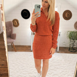 Rust Collared Mini Sweater Dress