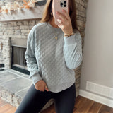 Quinn H.Grey Quilted Crew Neck