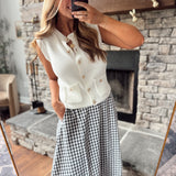Buttoned in Gold Sleeveless Knit Top