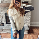 North Layer Striped Contrast Thermal Shacket