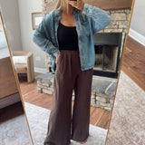 Dark Espresso Layton Gathered Trouser Pants