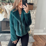 Destiny Teal Faux Fur Coat