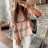 Blush Sausalito Embroidered Ruffle Top