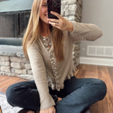 Mocha Frilly Francine Cardigan