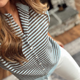 Light Blue/Brown Striped Cardi With A Twist