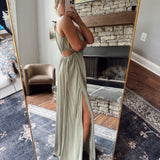 Light Olive Wink Wink Side Cutout Maxi