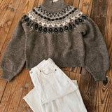 Heather Mocha Cream Fair Isle Sweater