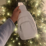 Off White Corduroy Crossbody Sling Bag