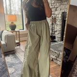 Dusty Olive Cloud Nine Wide Leg Cargo Pants