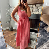 Red Georgia Plaid Corset Midi Dres