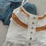 Sol Off White Tiered Button Down Tank