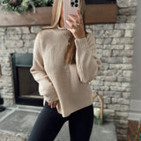 Beautiful in Beige Mock Neck Sweater