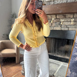 Yellow Ruffle the Day Cardigan