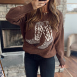 Brown Western Boot Sweater