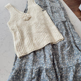 Medium Blue Floral Tiered Skirt