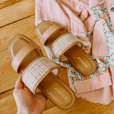 Tan Point Woven Raffia Sandal