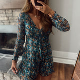 Rust & Blue Blossom Romper
