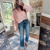 Risen Dark Tummy Control HR Crop Straight Cuffed Jeans