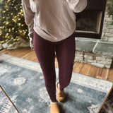 Flo Plum Crossover Waist Full Length Leggings