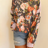 Garden Girlie Navy Floral Open Back Top