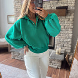 Green Montauk Snap Button Pullover