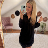 Mila Black Satin Stripe Draped Mini
