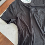 Black Ribbed Seam Detailed Tee